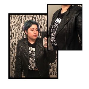 black faux leather jacket